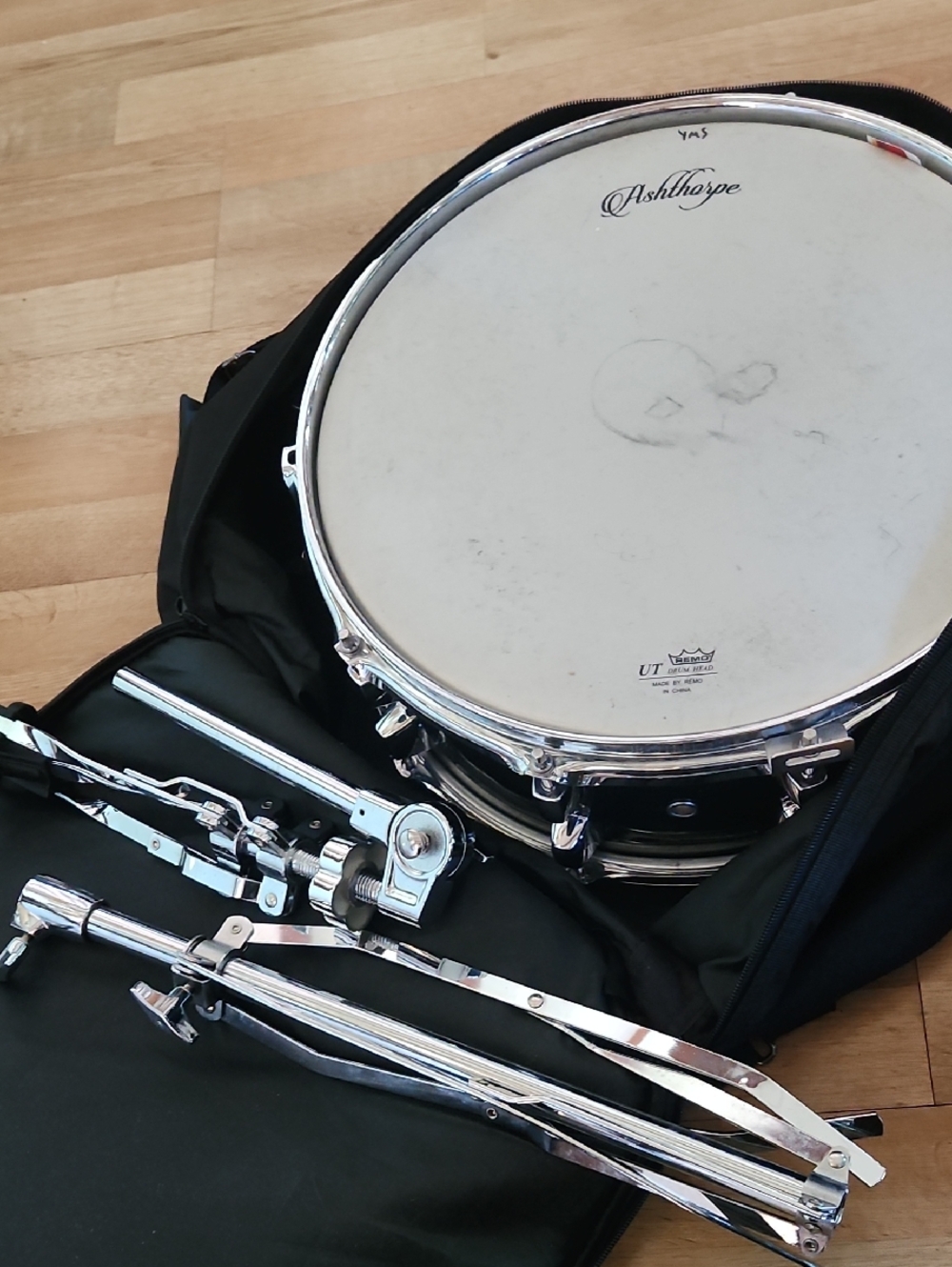 Black Snare Drum with Chrome Hardware